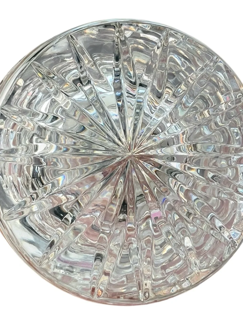 Vintage Cut Crystal Vase 8” Diamond Crisscross Starburst Base Heavy Crystal
